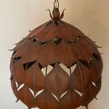 1970s metal chandelier Hans Kogl leaf patterns