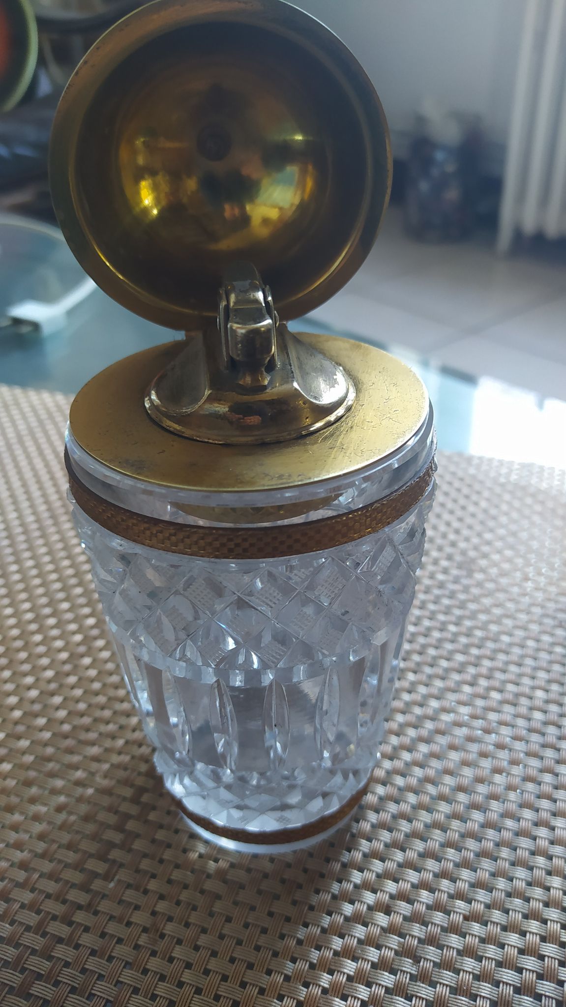 Briquet de table 1950/1960 cristal et bronze