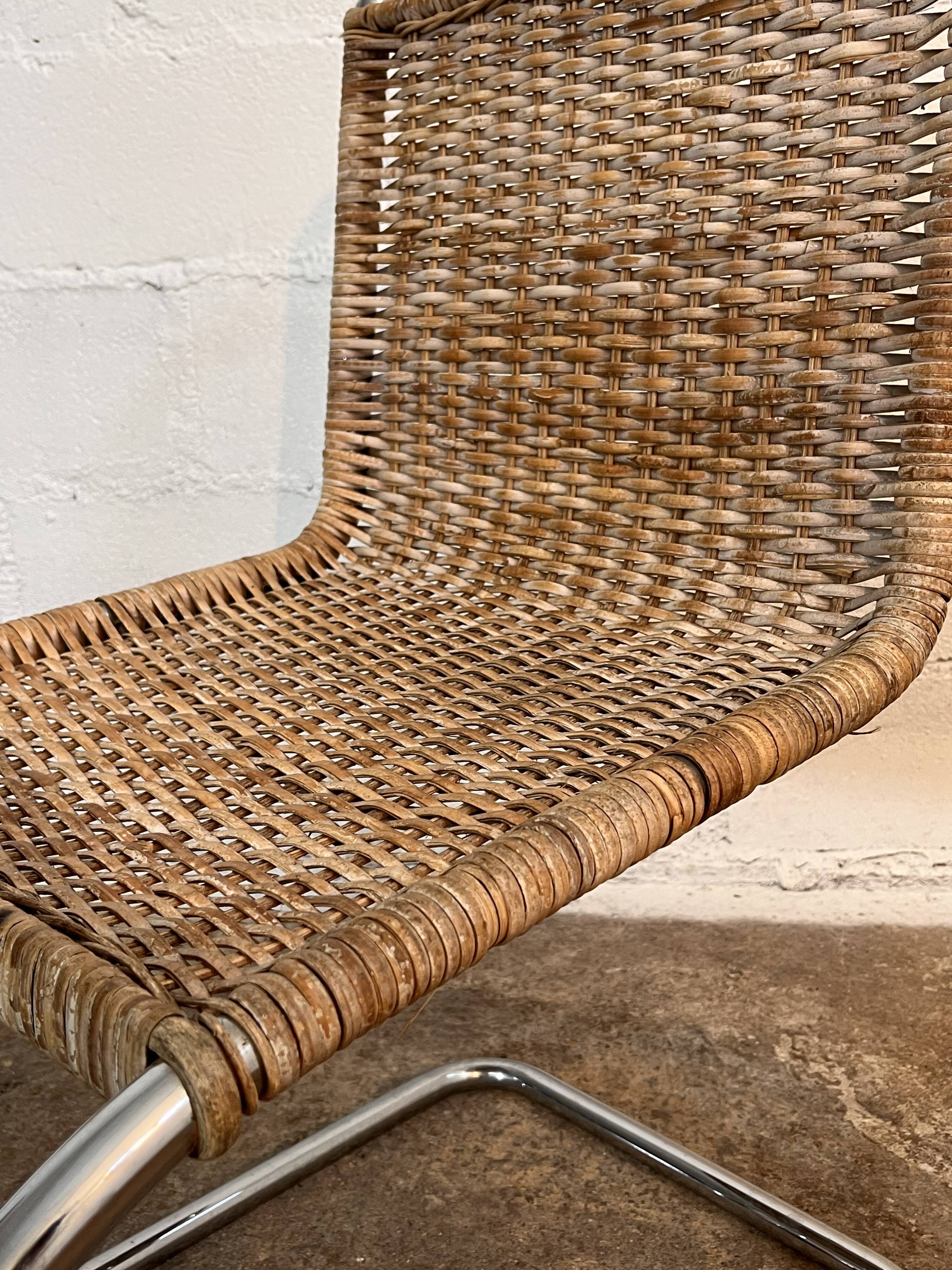 Set of 4 mr10 rattan chairs by mies van der rohe