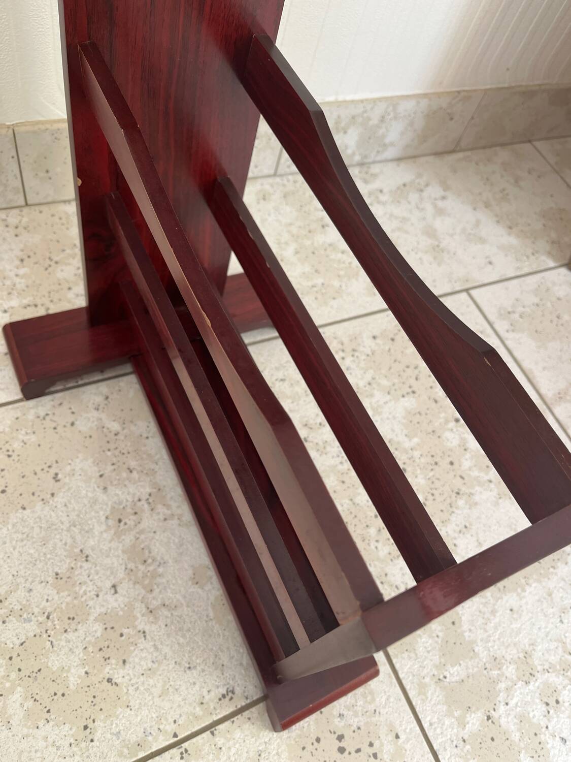 Art Deco magazine rack in mahogany color from the 60s