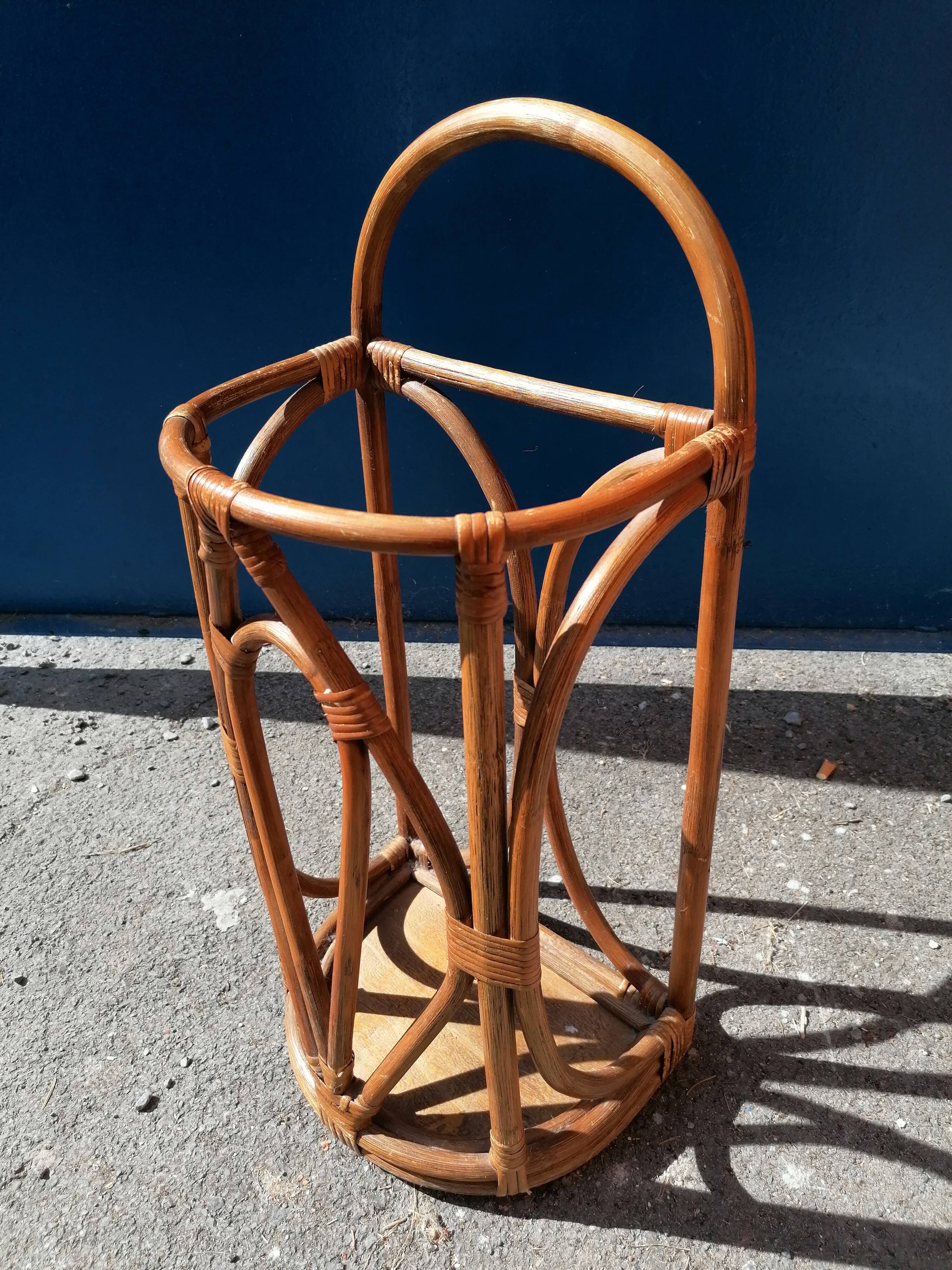 Vintage rattan bamboo umbrella holder