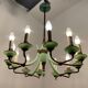 1950’s Opaline Glass Bronze Chandelier