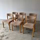 Set of 6 Self brand chairs in beech with wool seat