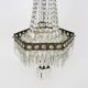 Old large 3-light hot air balloon chandelier in bronze, glass pendants.