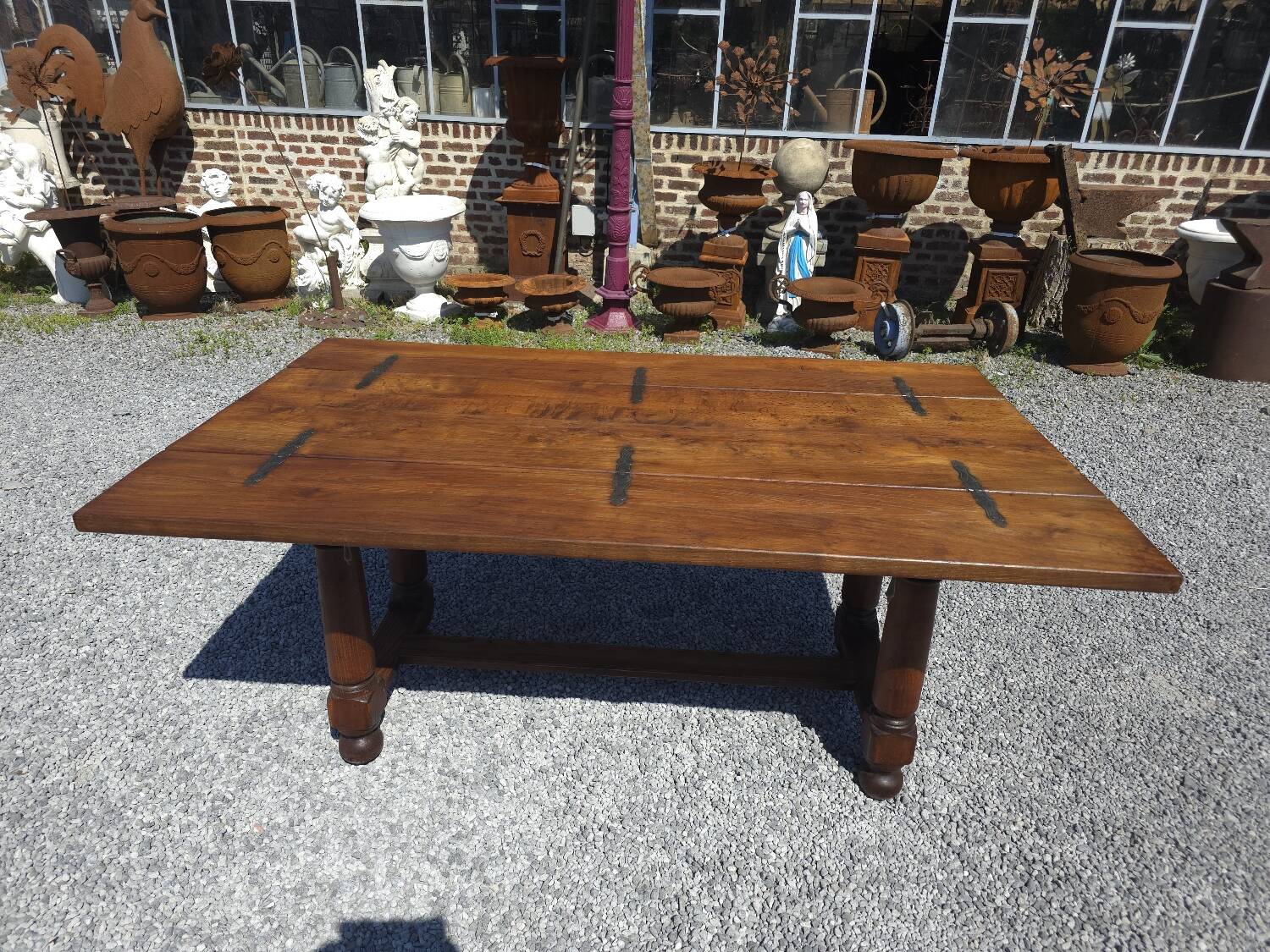 Table de ferme en chêne avec abattants