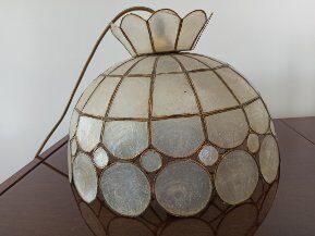 Hanging lamp blind day mother-of-pearl and vintage brass