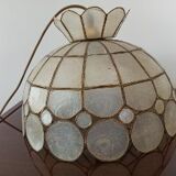 Hanging lamp blind day mother-of-pearl and vintage brass