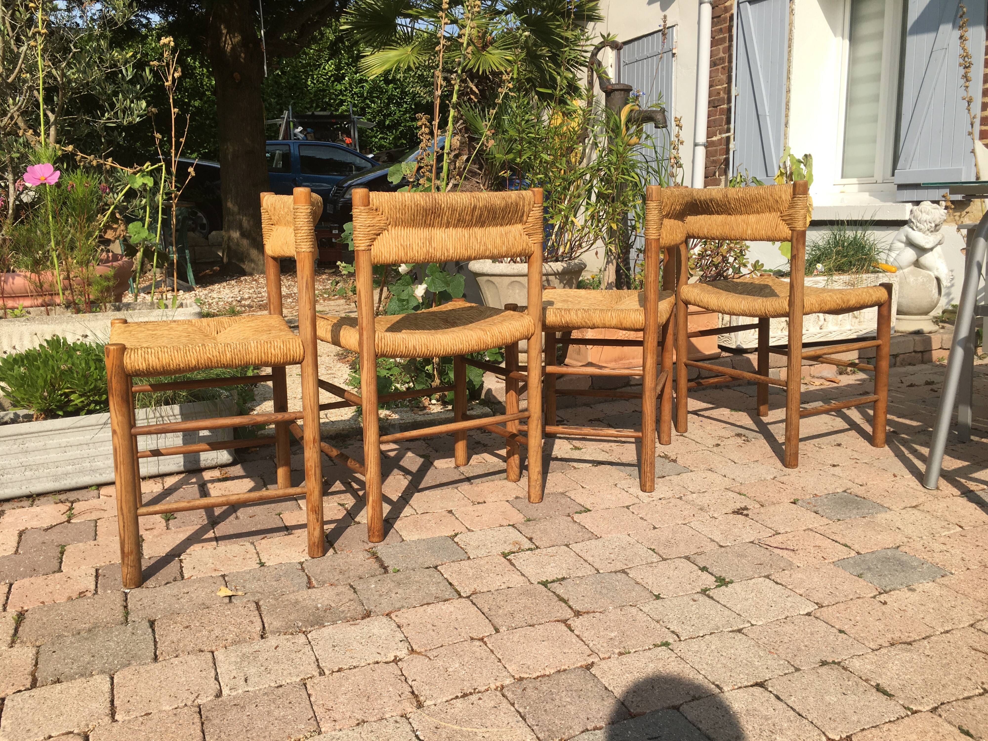 Lot of 4 chairs Dordogne of Robert Sentou 1960