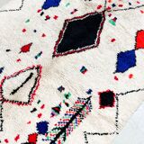 Berber carpet Azilal ecru with colorful patterns 2,38x1,51m