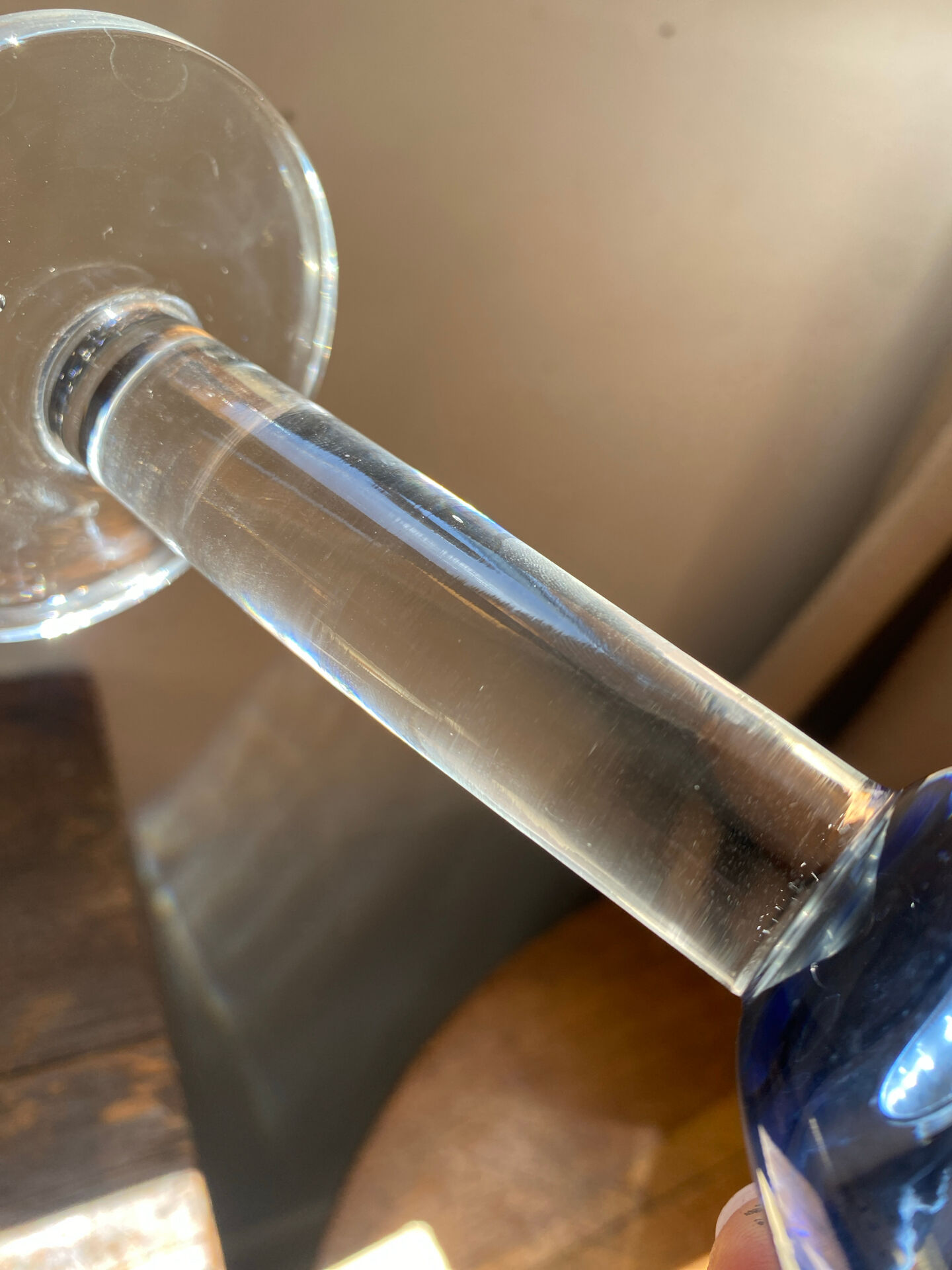 Six two-coloured wine or cocktail glasses.