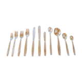 Midcentury modern gold tone flatware, 1970s