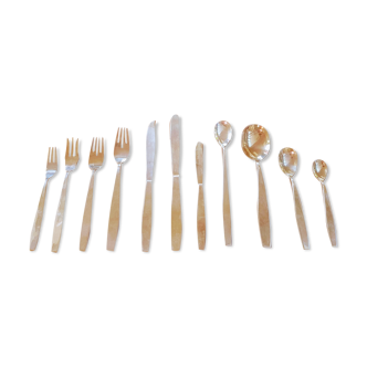 Midcentury modern gold tone flatware, 1970s