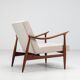 Sculptural Danish lounge chair in teak and fabric Denmark 1960