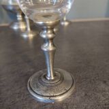 Carafe service 6 crystal and pewter flutes
