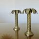 Pair of "palm tree" candlesticks in solid gilded brass, 1970