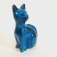 Vintage cat statue, Aldo Londi for Bitossi, Rimini blue series.