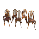 6 chaises Baumann en bois et simili cuir