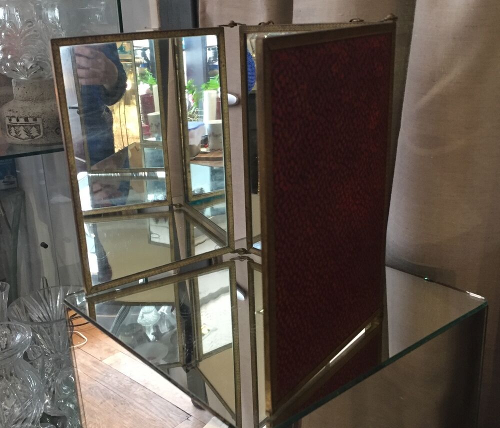 Miroir de barbier triptyique vintage