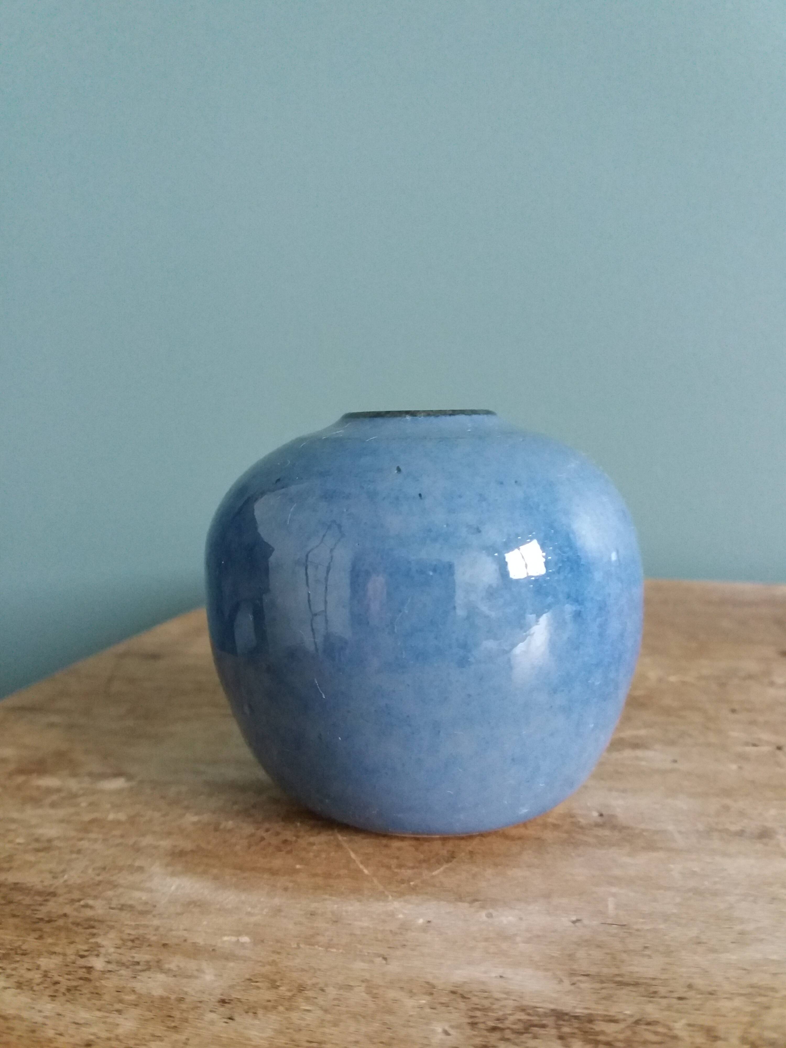 Signed ball vase, handmade ceramic