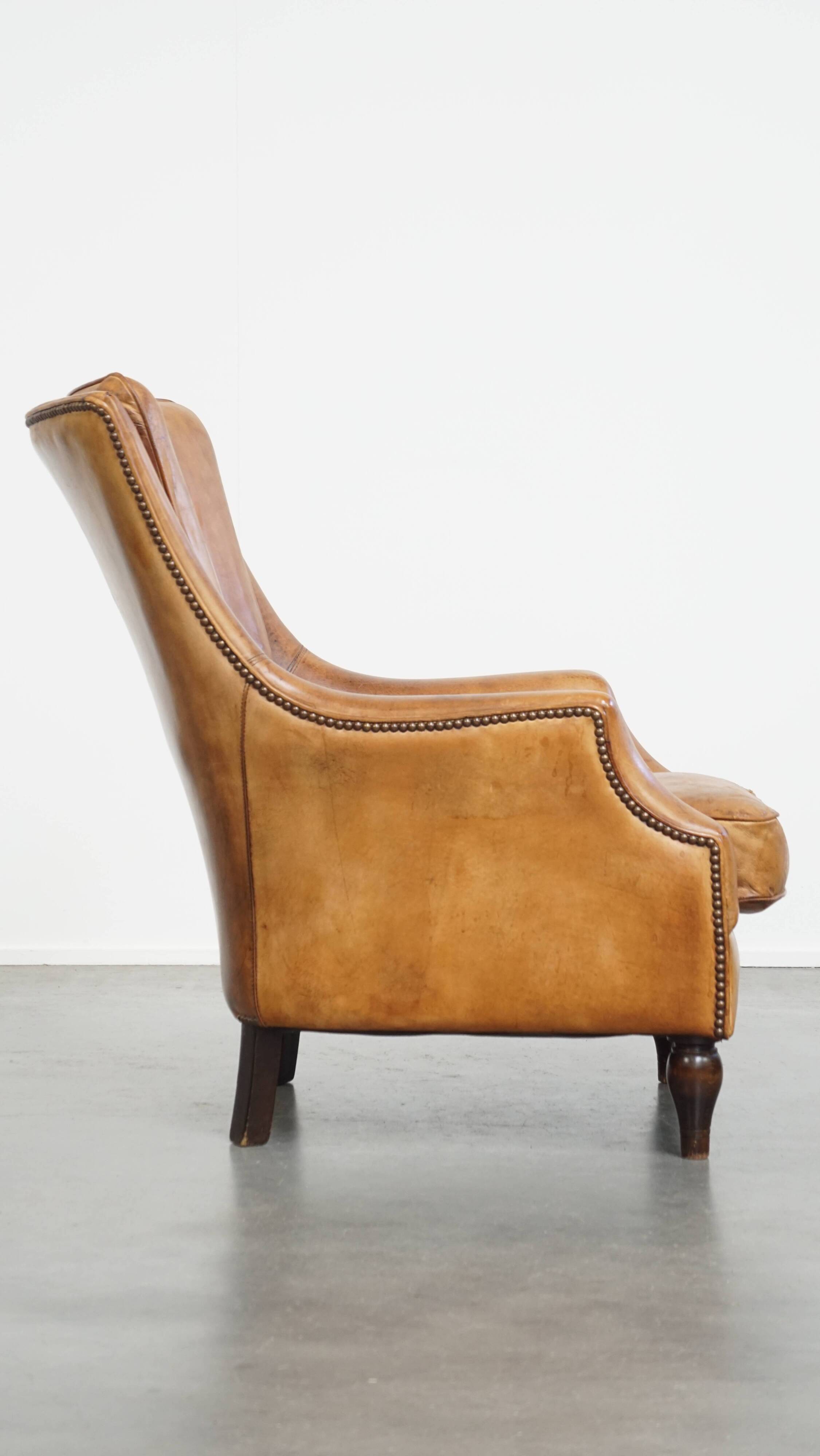 Vintage Armchair Made of Sheepskin Leather