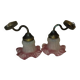 Vintage Wall Sconce Pair – Moulded Pink Glass & Brass | Retro Elegance