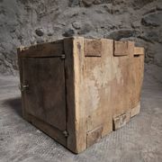 French antique oak safe, lockable rustic chest, circa 1750–1850.
