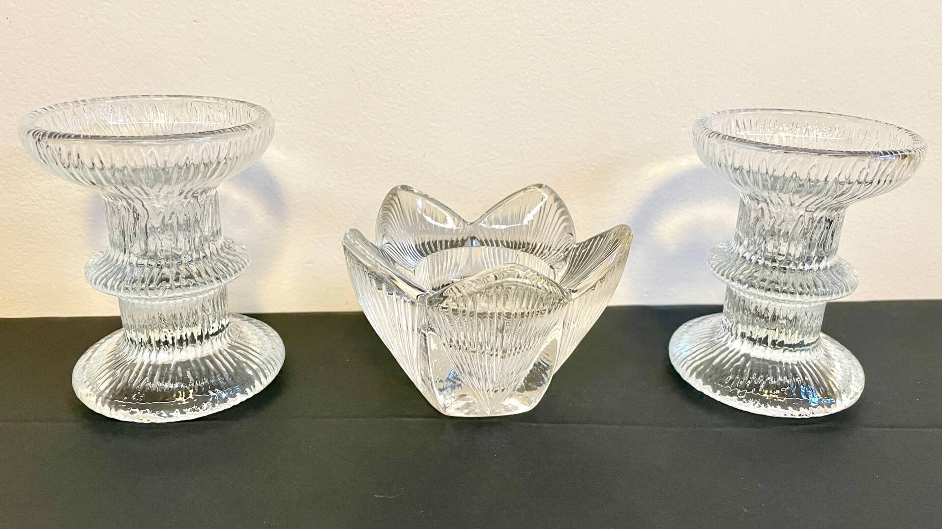Bougeoirs cristal façon littala vintage
