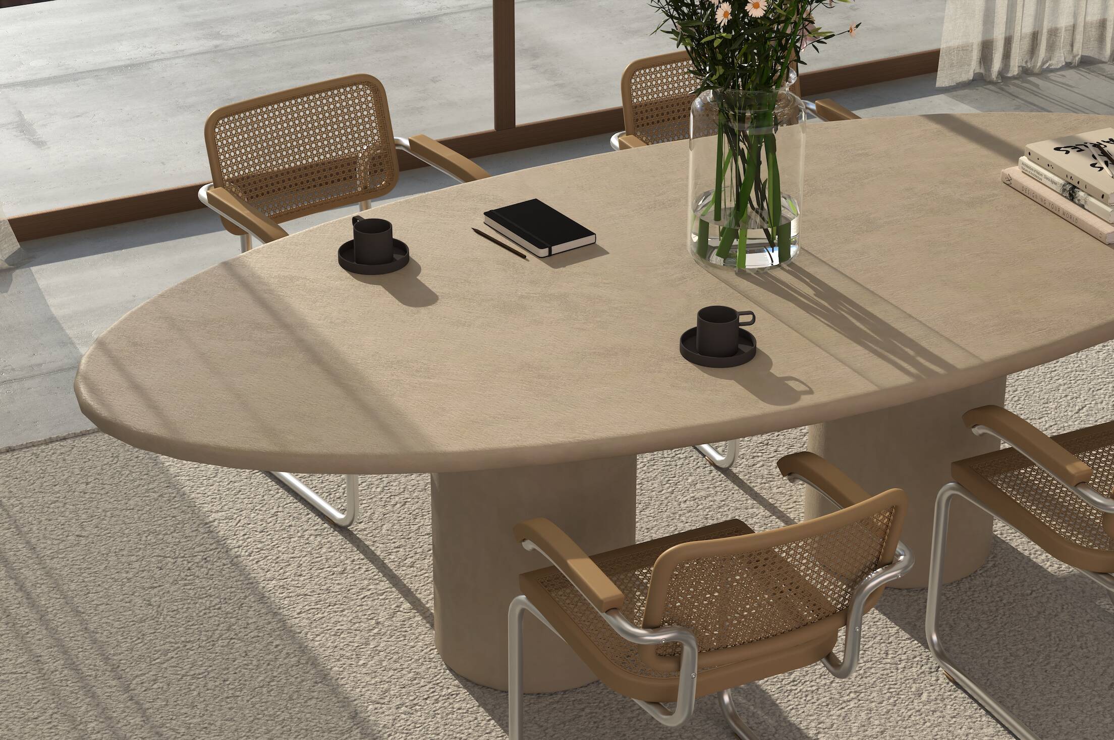 Handcrafted w/ Plaster - Textured Dining Table “Ellipsis” – Oval Shape 260