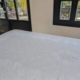 Large antique linen embroidered damass tablecloth + 12 large towels