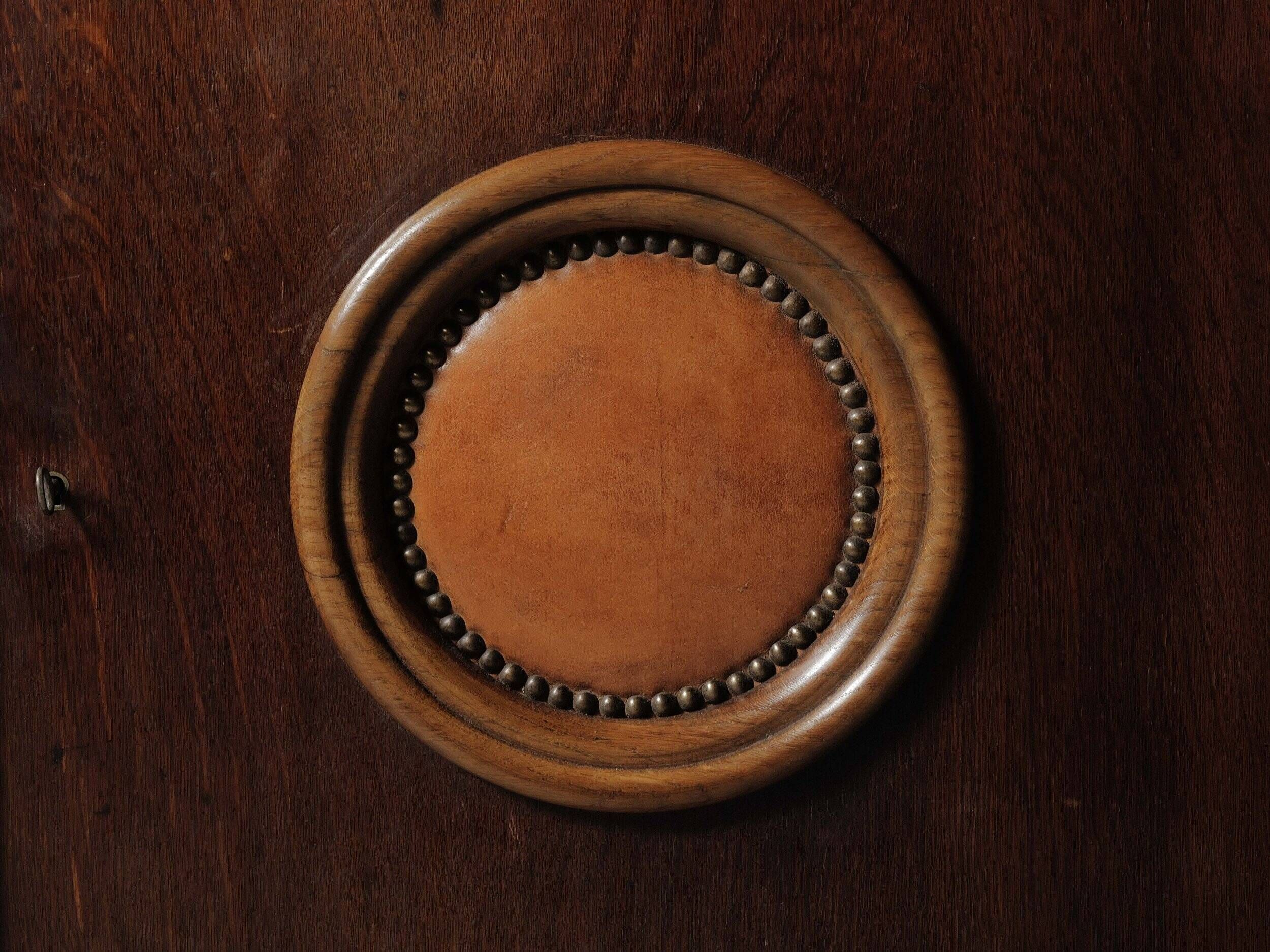 Modernist oak and leather furniture – France, circa 1940
