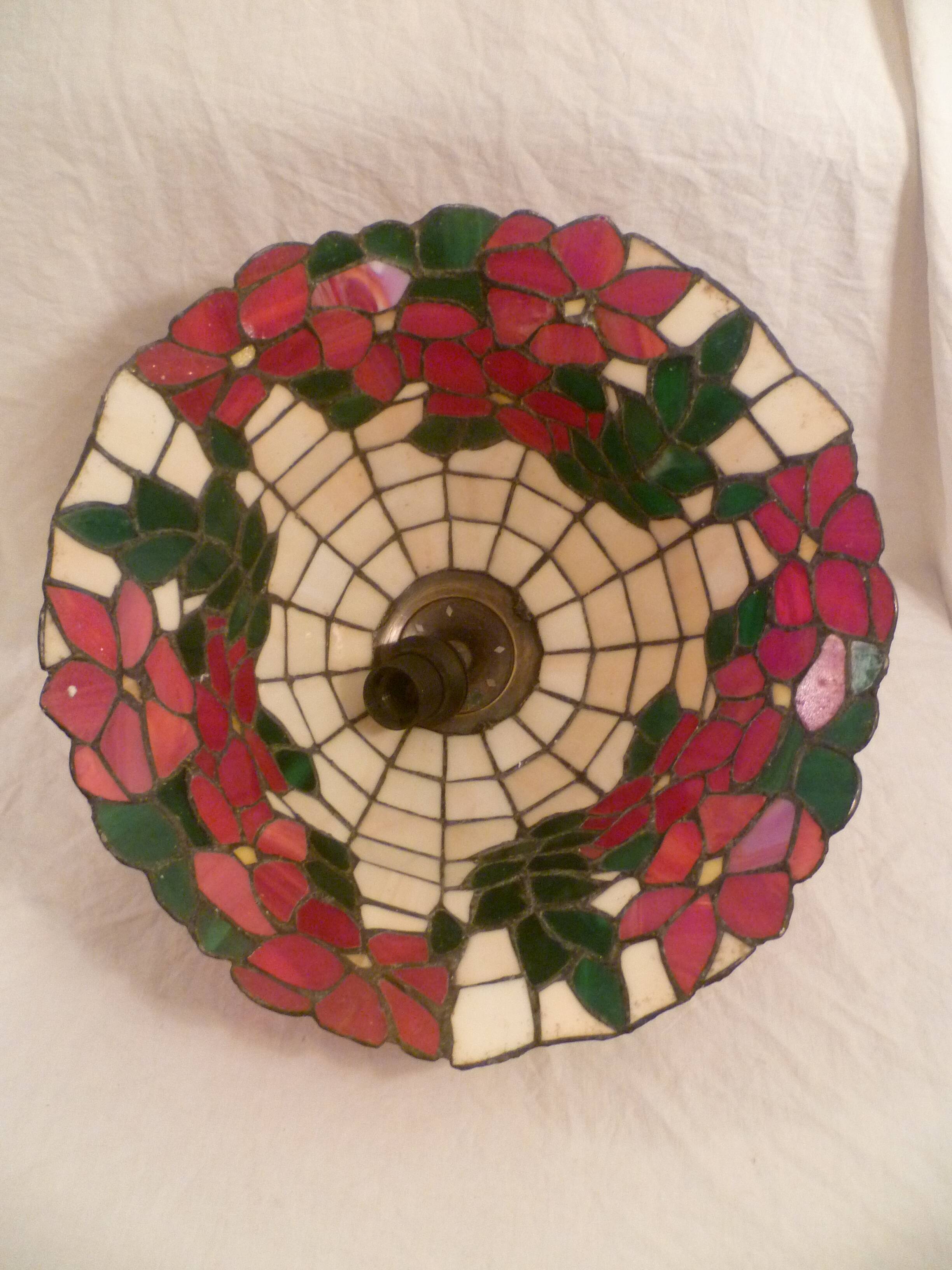 Tiffany-style cloisonné mother-of-pearl pendant light, 1970s