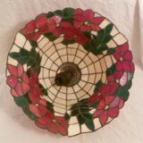 Tiffany-style cloisonné mother-of-pearl pendant light, 1970s