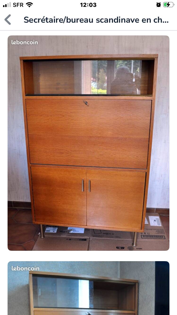 Scandinavian secretary in golden oak