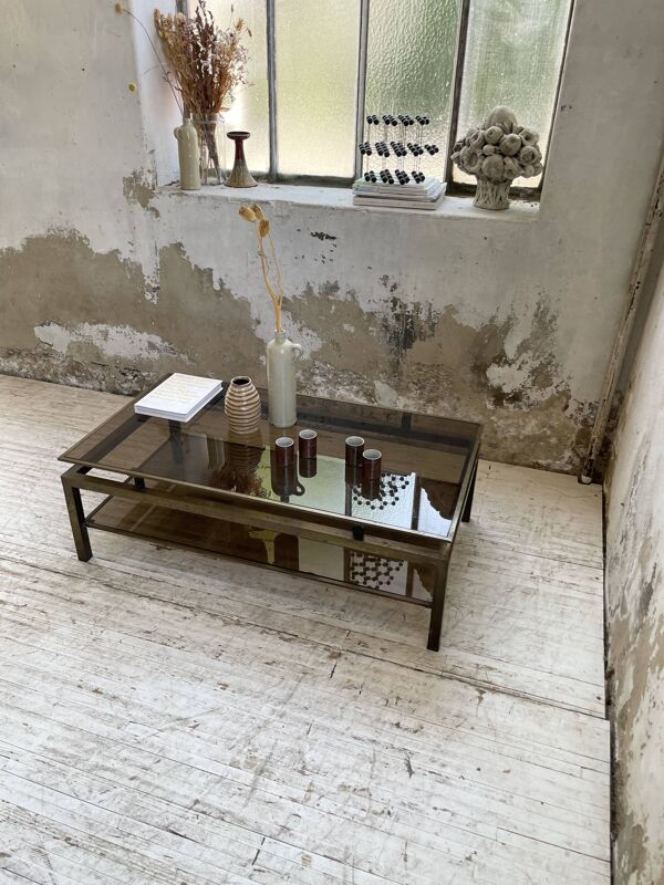 Table basse laiton attribuée à Guy Lefevre pour maison Jansen