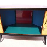 Corner chest of drawers with sliding doors