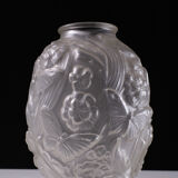 Satin pressed glass art deco vase, 1930s