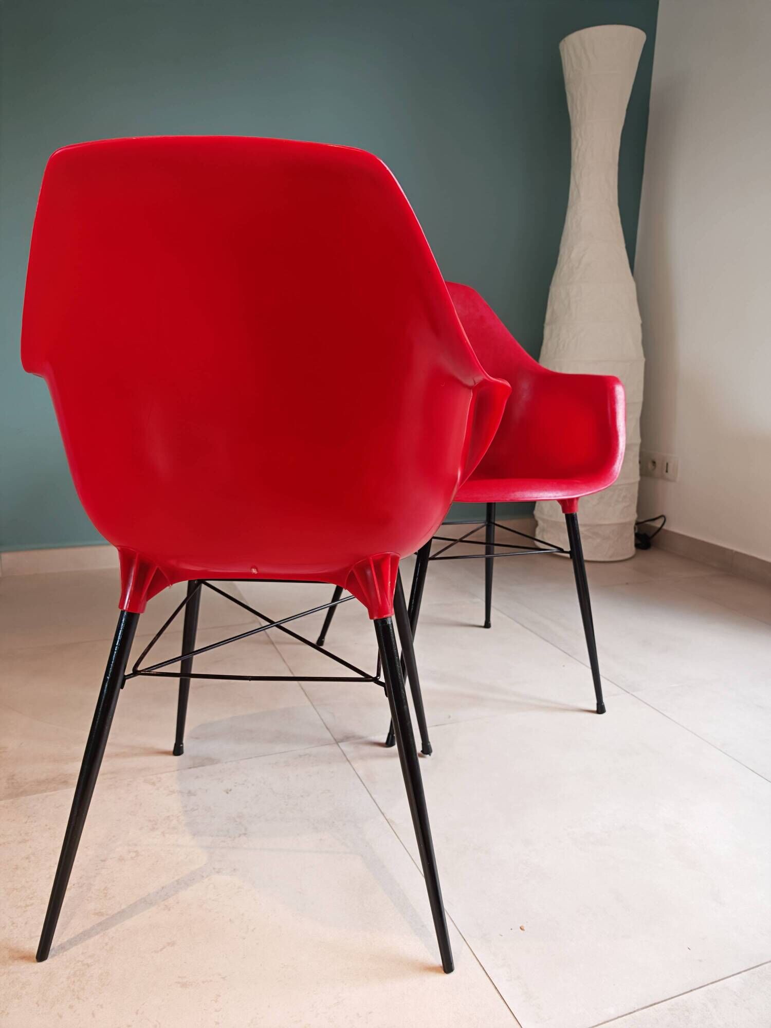 Pair of Vintage Space Age Red Armchairs 1970