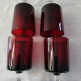 Set of 4 red-coloured wine glasses