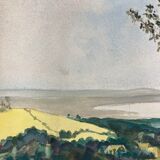 Aquarelle paysage vintage