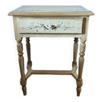 exotic wood console with a drawer
