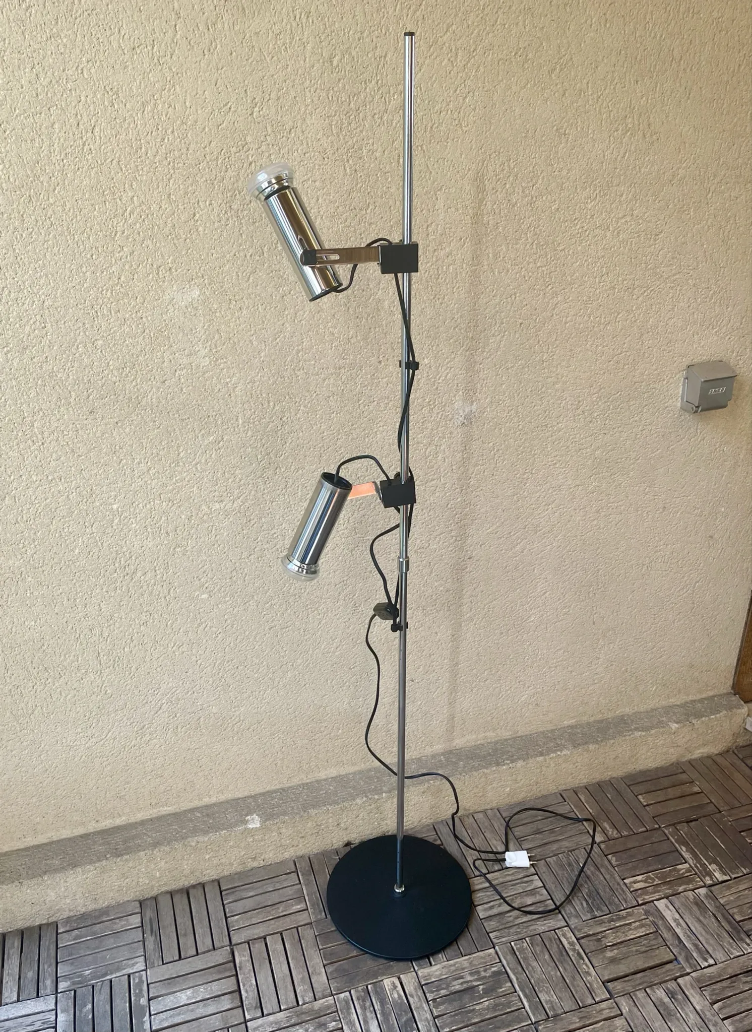 Reading floor lamp with spots, design by Svend Maelström for MS Belysning, 1970s.