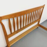 Lit double vintage français Guillerme et Chambron en chêne massif années 60