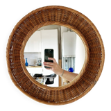 Round wicker mirror 1960