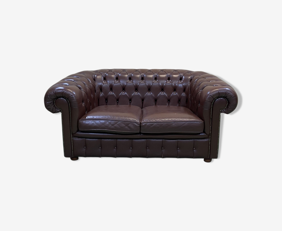 Canapé Chesterfield en cuir chocolat des années 1990