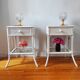 Pair of vintage 1970s rattan bedside tables