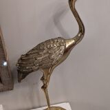 Vintage heron in gilded and solid brass
