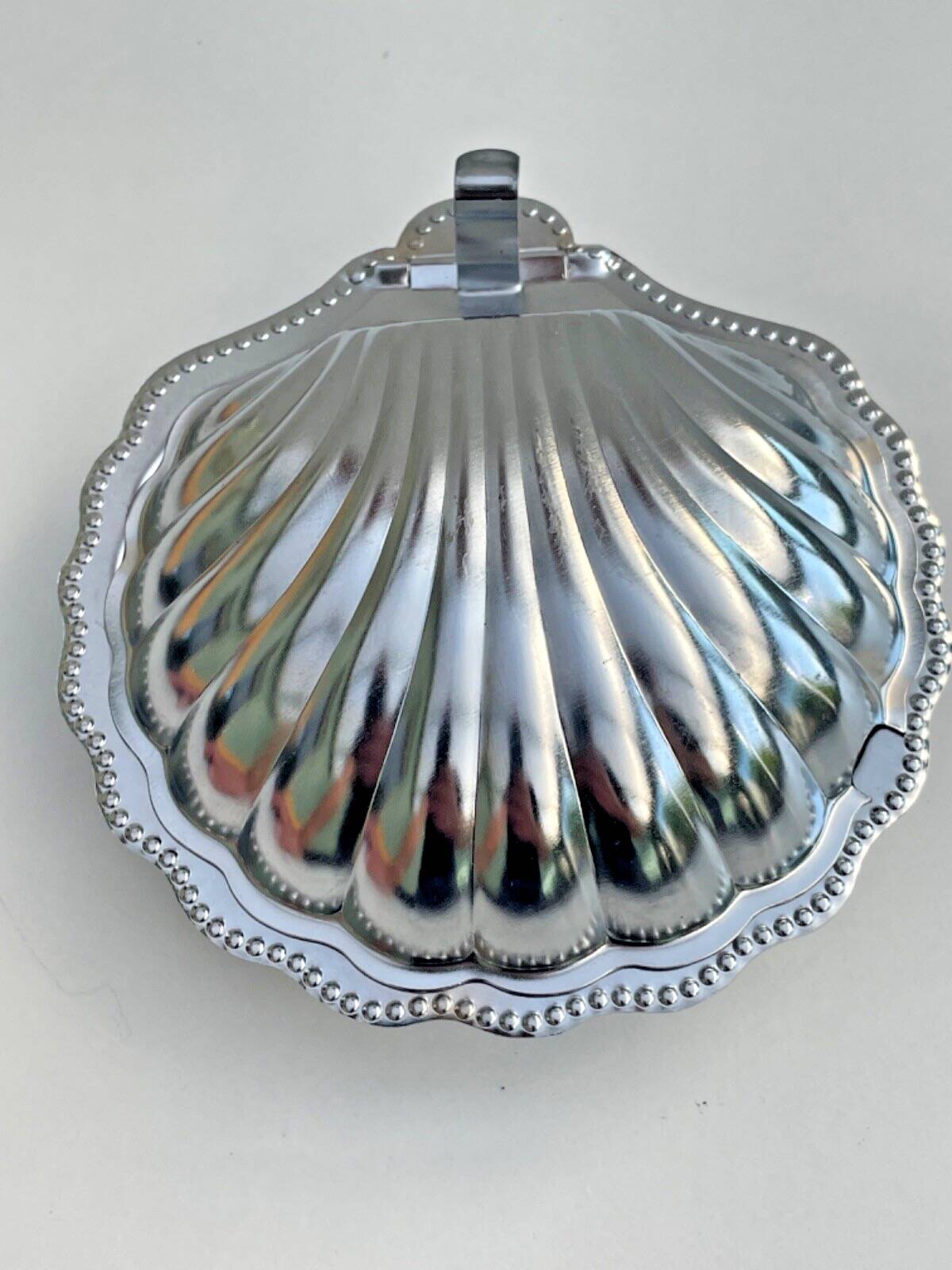 Vintage butter dish with silver-plated metal shell and cobalt blue glass without knife