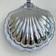 Vintage butter dish with silver-plated metal shell and cobalt blue glass without knife