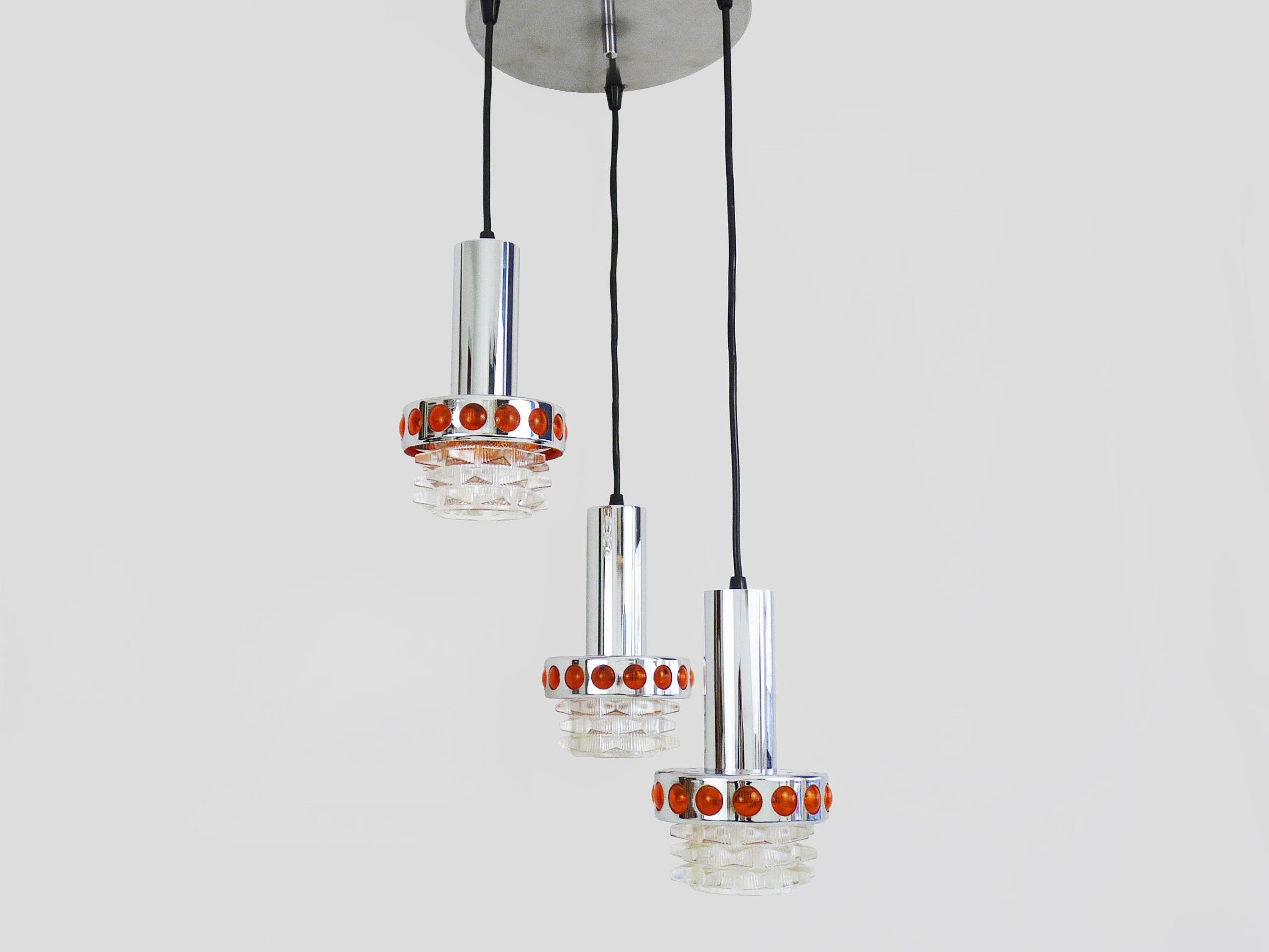 Suspension waterfall vintage Raak Amsterdam Holland chrome polished glass chiseled. Year 70