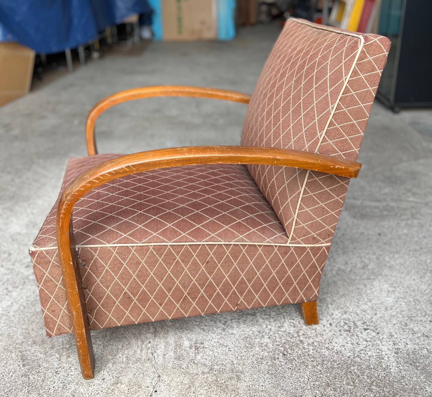 2 antique 1940 art deco armchairs to be restored